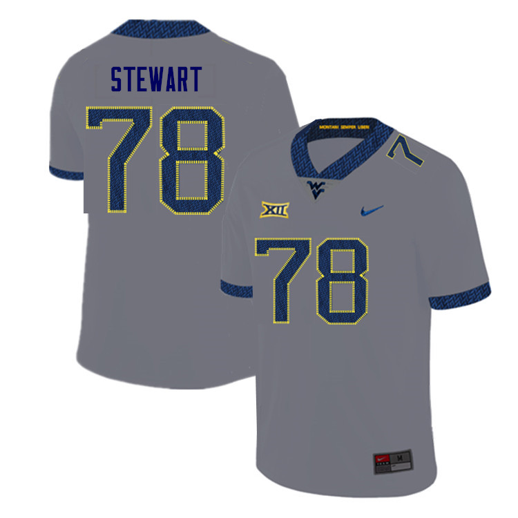 Men #78 Tairiq Stewart West Virginia Mountaineers College Football Jerseys Sale-Gray
